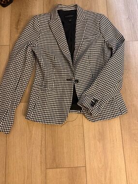 Banana Republic Black & White Houndstooth Tailored Blazer